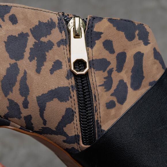 Louise Et Cie Lo Idola Leopard Print Heeled Ankle Boot Peep Toe Womens 8.5 - Picture 14 of 16